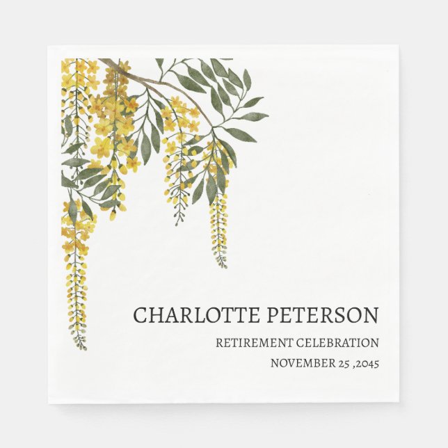 Serviette En Papier Fleurs jaunes Parti de retraite (Devant)