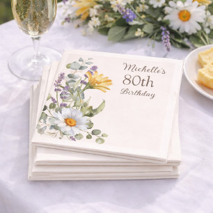 Serviette En Papier Fleurs Jaunes Sauvages Marguerites Blanches 80ème