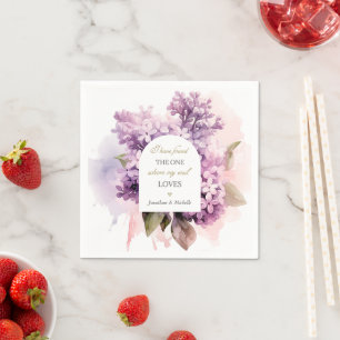 Serviette En Papier Fleurs Lilac Aquarelle Art Mariage Bible Verse