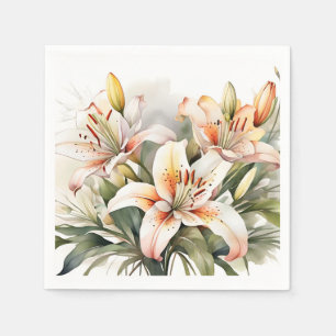Serviette En Papier Fleurs Lys Douces Sur Blanc