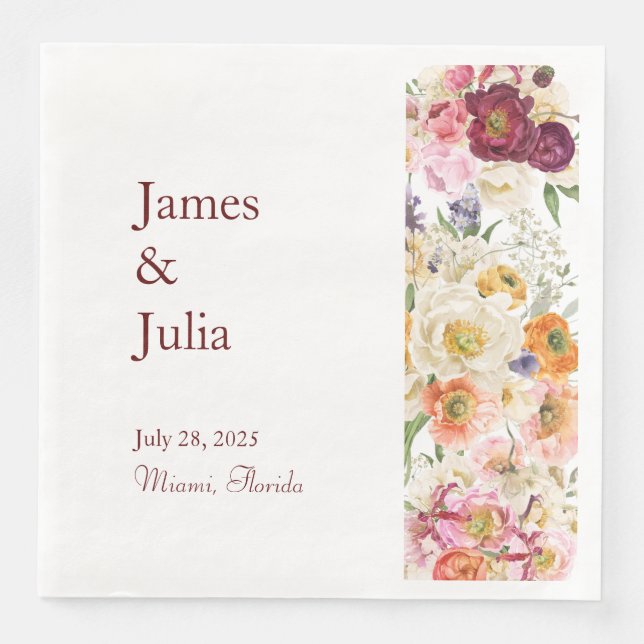 Serviette En Papier Fleurs magnifiques (Devant)