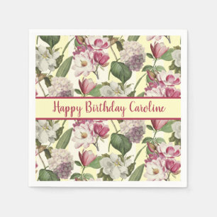 Serviette En Papier Fleurs Magnolia et Hydrangea Sud