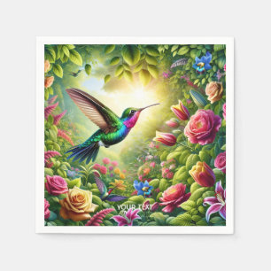 Serviette En Papier Fleurs mignonnes Imaginaires Arc-en-ciel Colibri