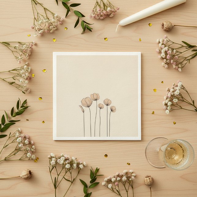 Serviette En Papier Fleurs modernes Naples (Flat design modern flowers Napkins.)