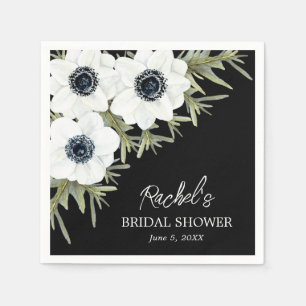Serviette En Papier Fleurs noires et blanches Baby Shower
