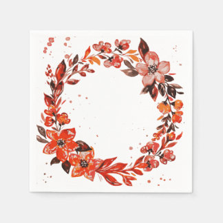 Serviette En Papier Fleurs orange d'aquarelle
