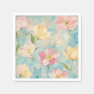 Serviette En Papier Fleurs pastel. Beauté du jardin.