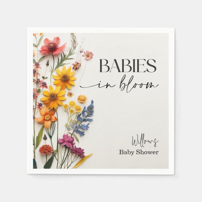 Serviette En Papier Fleurs Pressées Fleur sauvage Jumeaux Douche servi (Devant)