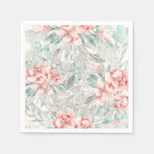 Serviette En Papier Fleurs printanières douces de verdure florale élég