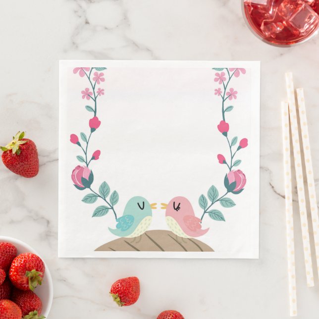 Serviette En Papier Fleurs printanières inséparables (En situation)