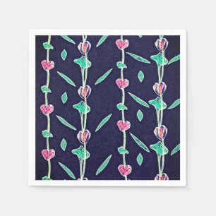 Serviette En Papier Fleurs rayées