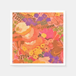 Serviette En Papier Fleurs rose vintage Aquarelle botanique
