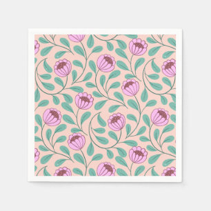 Serviette En Papier Fleurs roses