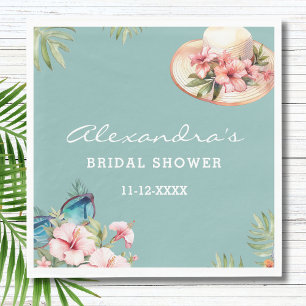 Serviette En Papier Fleurs roses de plage Fête des mariées tropicale b