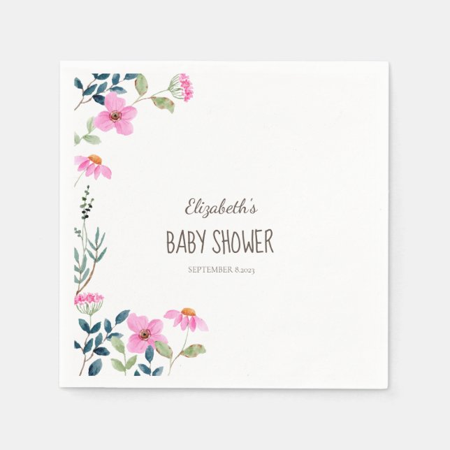 Serviette En Papier Fleurs roses du jardin (Devant)