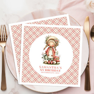 Serviette En Papier Fleurs roses féeriques rêveuses pour un 1er annive