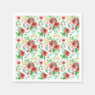 Serviette En Papier Fleurs roses peintes à la main Motif Floral-23498