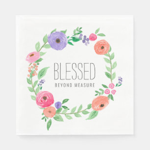 Serviette En Papier Fleurs roses printanières bénies au-delà de toute