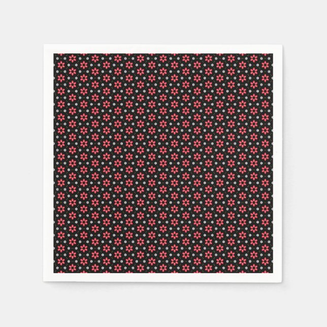 Serviette En Papier Fleurs rouges (Devant)