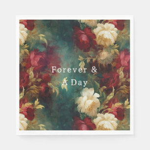 Serviette En Papier Fleurs rouges blanches vertes