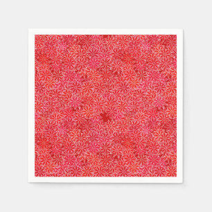 Serviette En Papier Fleurs rouges et coralliennes, arrière - plan roug
