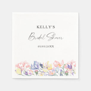 Serviette En Papier Fleurs sauvages aquarelle - douche de mariée