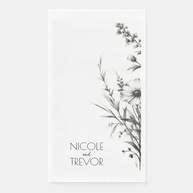 Serviette En Papier Fleurs sauvages audacieux (Devant)