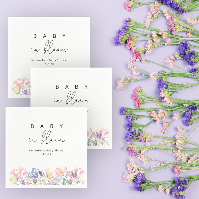 Serviette En Papier Fleurs sauvages - Bébé en baby shower fleuri (Créateur téléchargé)