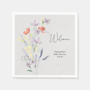Serviette En Papier Fleurs Sauvages Bienvenue