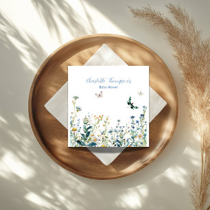 Serviette En Papier Fleurs sauvages bleus et verts