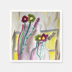 Serviette En Papier Fleurs sauvages dans le vase art abstrait