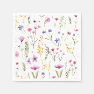 Serviette En Papier Fleurs sauvages d'aquarelle d'été