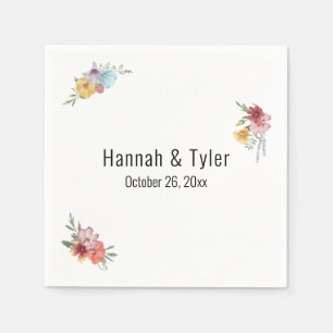 Serviette En Papier Fleurs sauvages d'aquarelle multicolore personnali