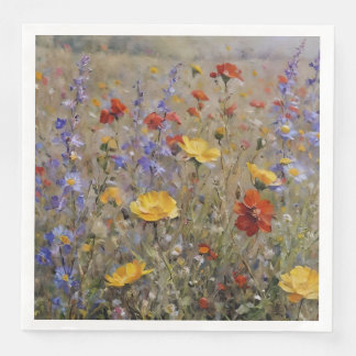 Serviette En Papier Fleurs sauvages de la montagne aquarelle