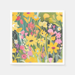 Serviette En Papier Fleurs sauvages de printemps Peinture aquarelle