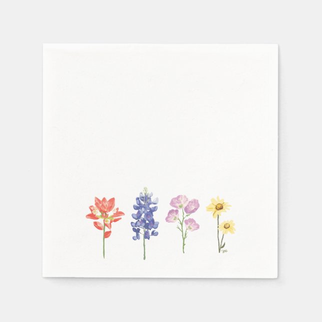 Serviette En Papier Fleurs sauvages du Texas - Pinceau indien, Bluebon (Devant)