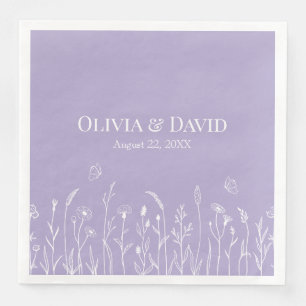 Serviette En Papier Fleurs sauvages et fichiers Butterfiles Mariage se