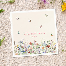 Serviette En Papier Fleurs sauvages et papillons Baby Shower Serviette