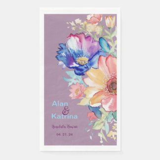 Serviette En Papier Fleurs Sauvages Florales Mauve Gras