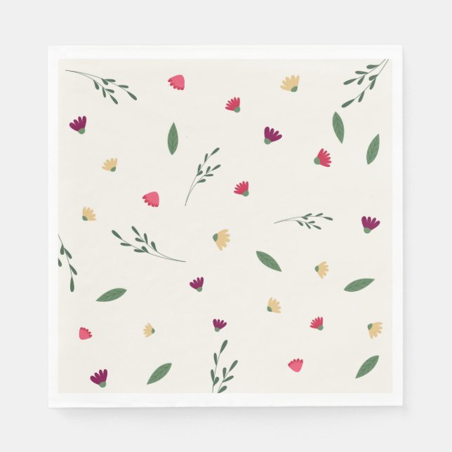 Serviette En Papier Fleurs sauvages floraux modernes et tendance (Devant)