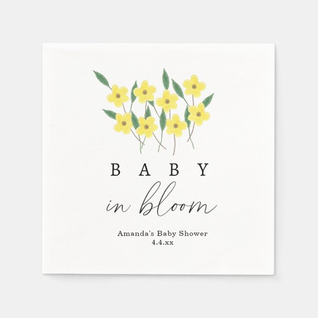 Serviette En Papier Fleurs sauvages jaunes - Bébé en fleurs (Devant)
