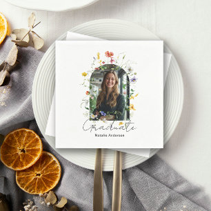 Serviette En Papier Fleurs sauvages modernes Photo d'arche Blanc Fête