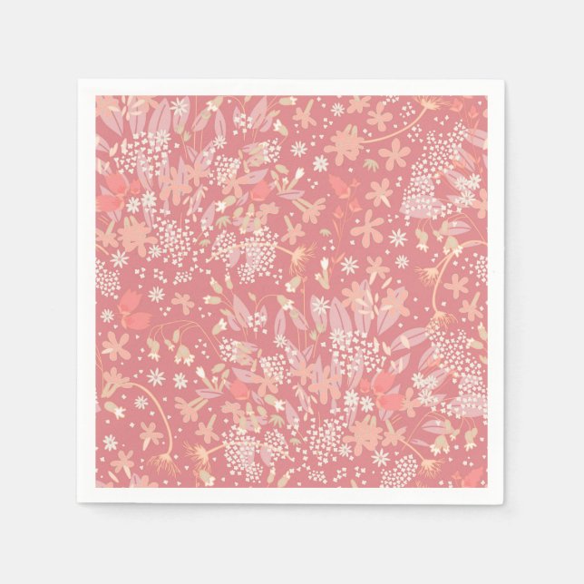 Serviette En Papier Fleurs sauvages roses (Devant)