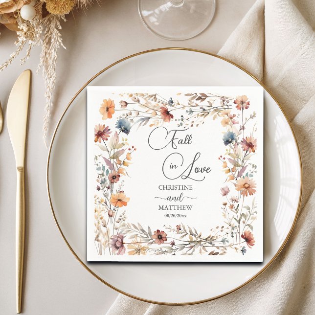 Serviette En Papier Fleurs sauvages tombent amoureux Mariage élégant (Créateur téléchargé)