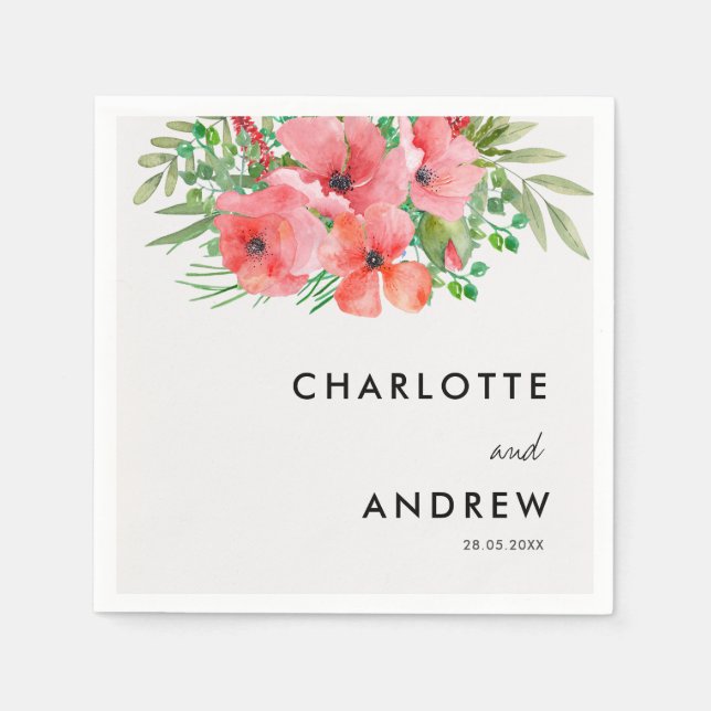 Serviette En Papier Fleurs simples, élégantes (Devant)