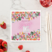 Fleurs tropicales colorées Sweet 16 Disco Annivers