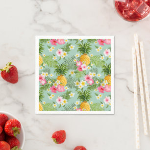 Serviette En Papier Fleurs tropicales et ananas