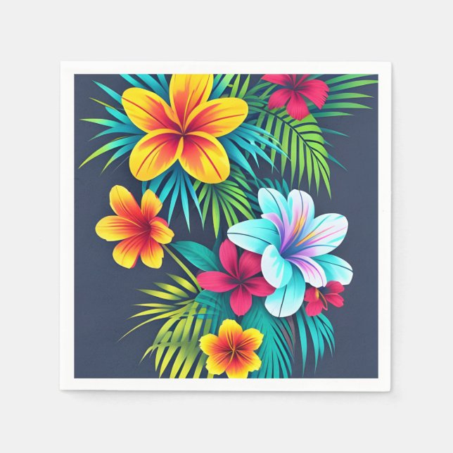 Serviette En Papier Fleurs tropicales exotiques (Devant)