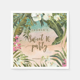 Serviette En Papier fleurs tropicales serviettes sucrées 16 fêtes