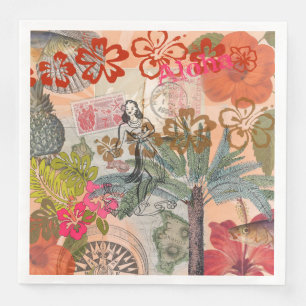 Serviette En Papier Fleurs vintages Hula Colorful Hawaiian Tropical